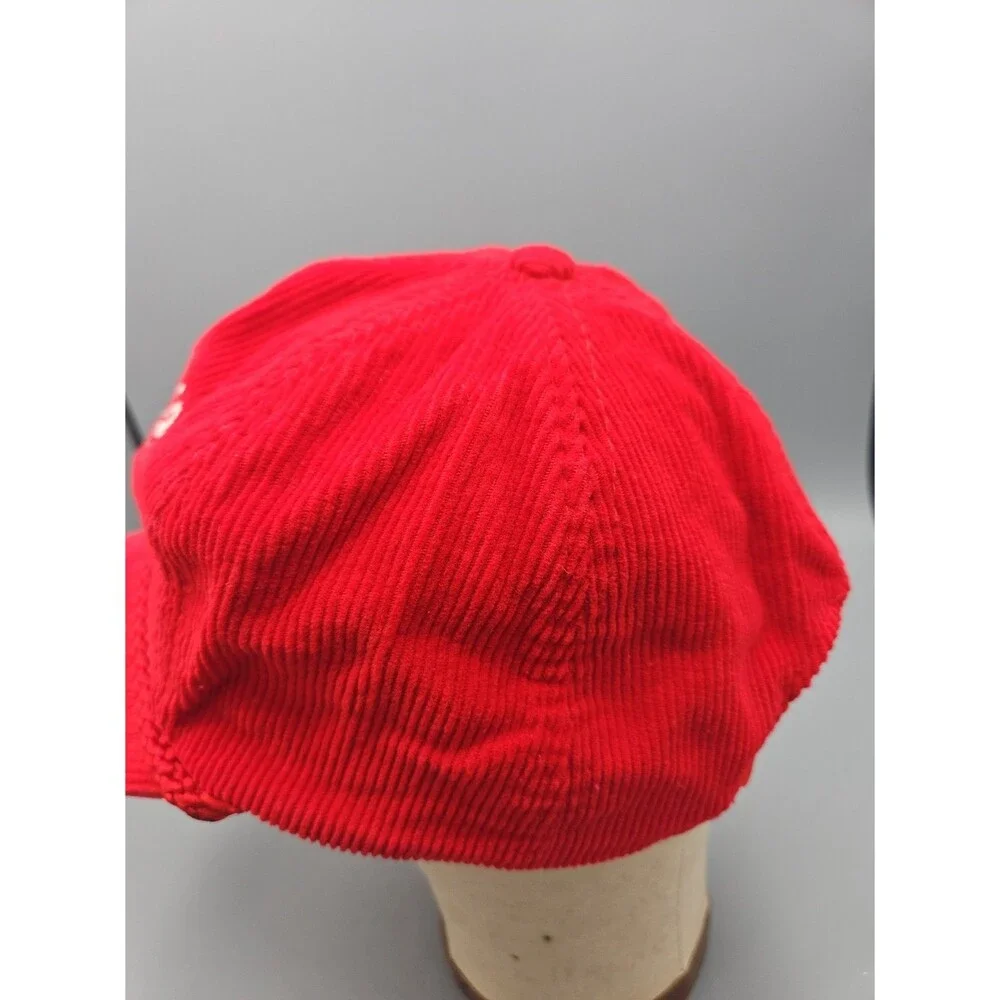Vintage Mrs. Fields Cookies  Red Corduroy Rope Strapback Hat Cap 90s Y2k